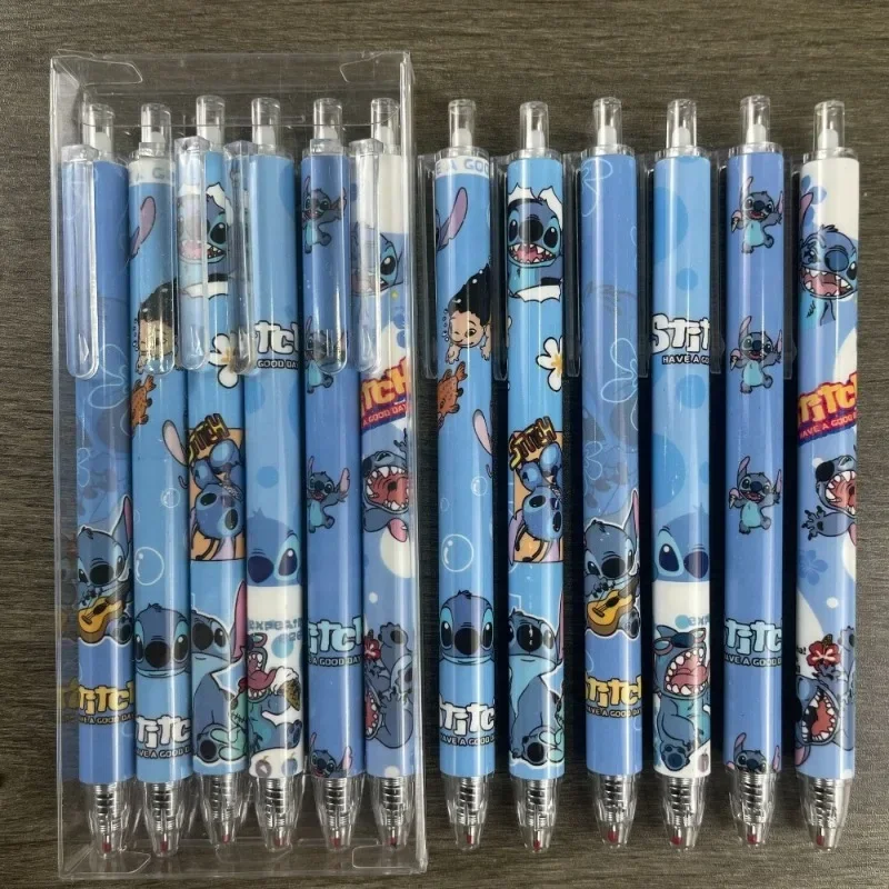 Cute Disney Stitch Roller Ball Pen Cartoon Anime Push Action Pen Fashion Students Stationery Learning Supplies Holiday Gifts