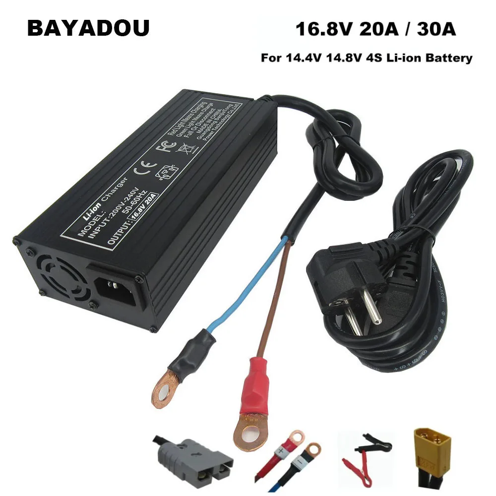 

16.8V 20A 30A Lithium Battery Fast Charger For 4S 14.4V 14.8V Energy Storage Outdoor UPS Solar System Li-ion Chargers XT60 XT90