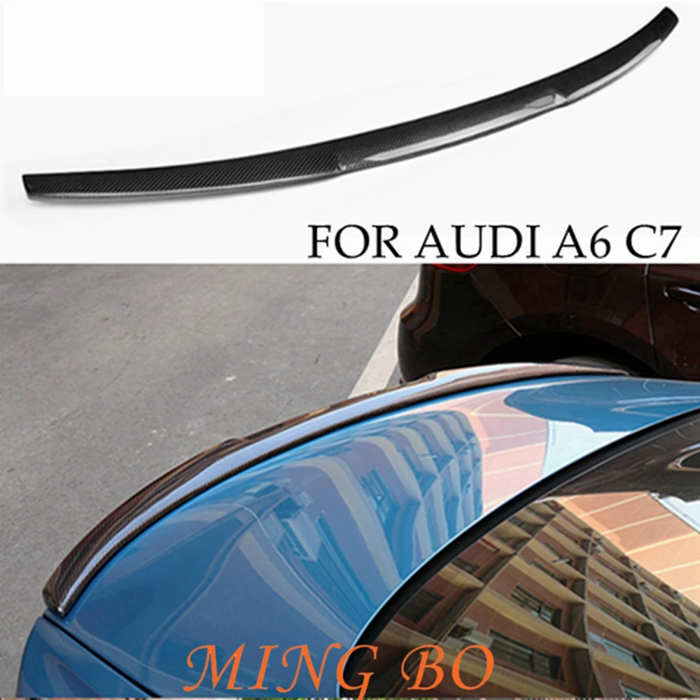 

FOR AUDI A6 C7 Sedan M Style Carbon Fiber FRP unpainted glossy black Forged carbon Rear Spoiler 2012-2016 Trunk Wing