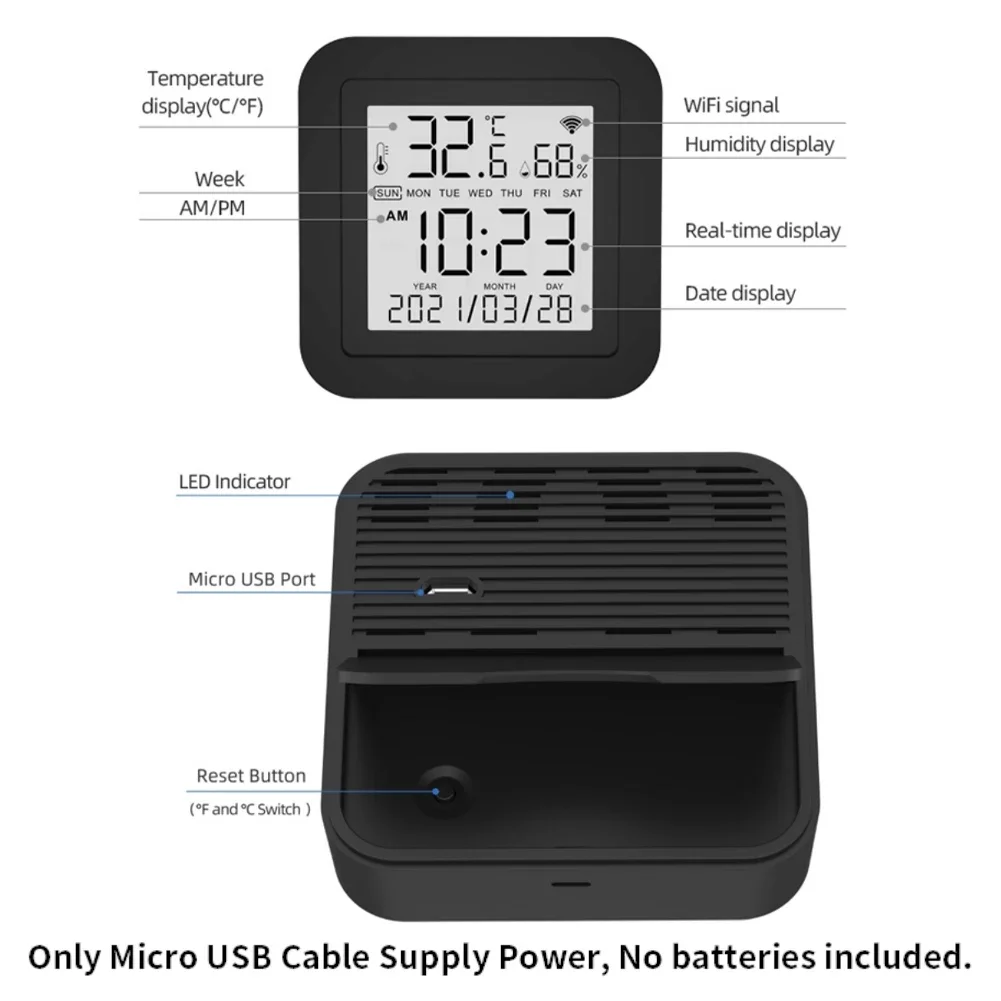 Sensor inteligente WiFi Tuya, Control remoto infrarrojo, detección de temperatura y humedad, dispositivo habilitado para IR, 3 en 1