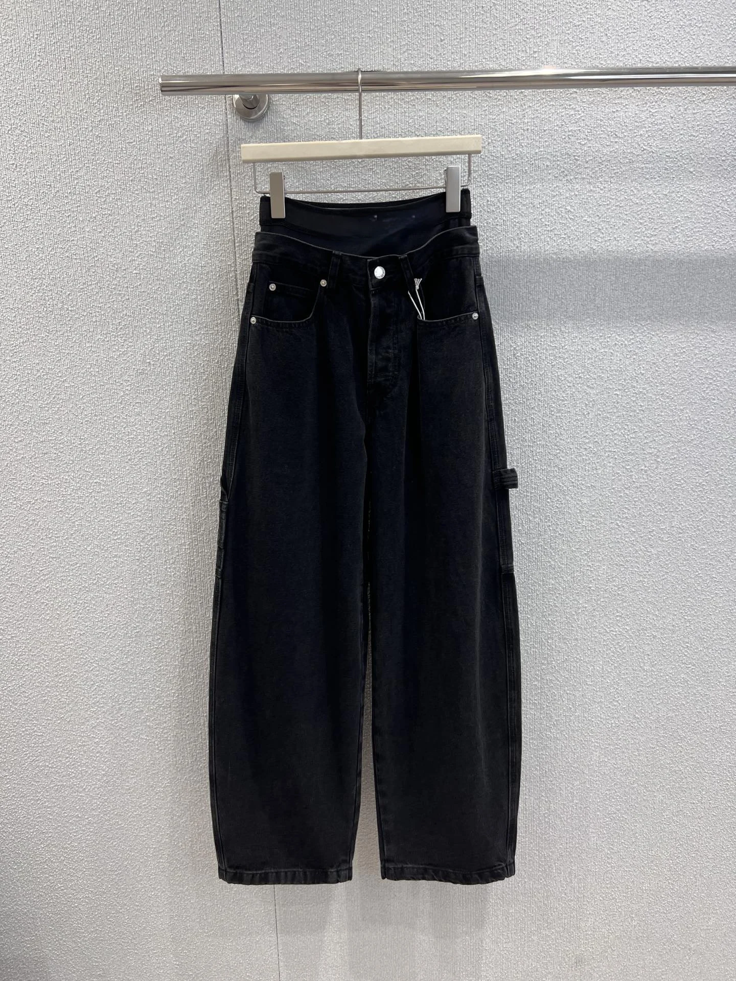

High Waist Wide Leg Jeans Women's Loose Fit Versatile Casual Sle Knife Waed out Denim Pants Straight Cut for Ladies