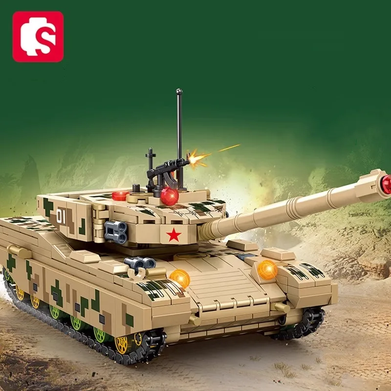 SEMBO BLOCK Type 99 main battle tank building block puzzle assembly model collection hand-made ornaments childrens birthday gift