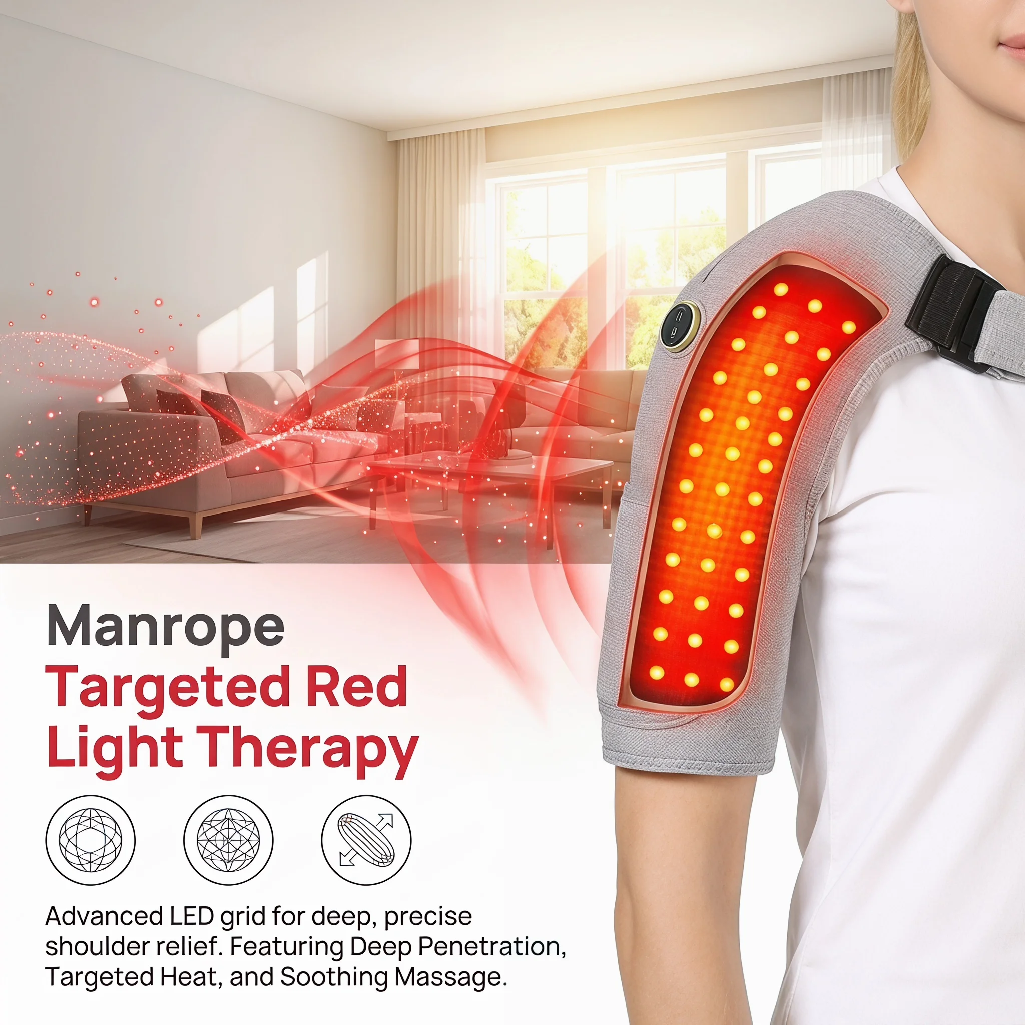 

Red Light Heating Massage Shoulder Support Shoulder Massage Brace Belt Strap for Joint Health Care Muscle Relaxation Back Brace
