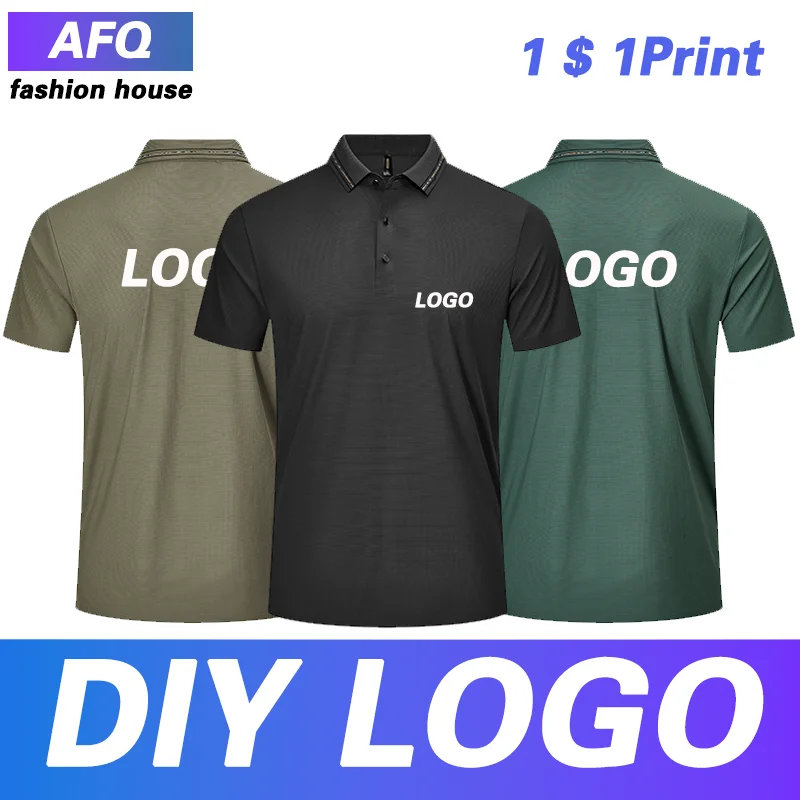 

High-end lapel short-sleeved cultural shirt overalls T-shirt custom printed logo summer lapel polo shirt