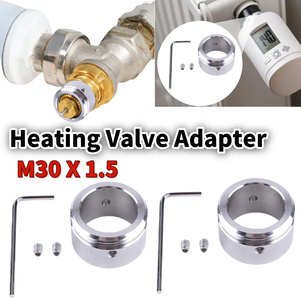 Heizventil-Adapter, Heizkörperventil aus Edelstahl 304, Thermostatkopf mit Streifen, M30 x 1,5 Thermostat-Adapter für Ra-Ventil