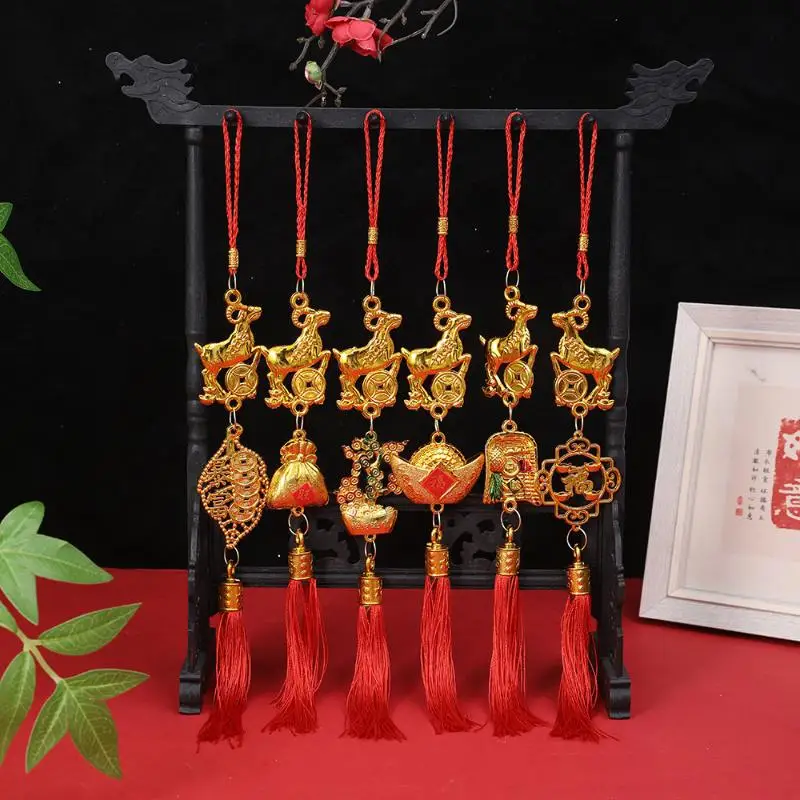 Chinese Lunar New Year 2027 Goat Hanging Ornament Red Tassel Festive Decor for Spring Festival Home Party Gift
