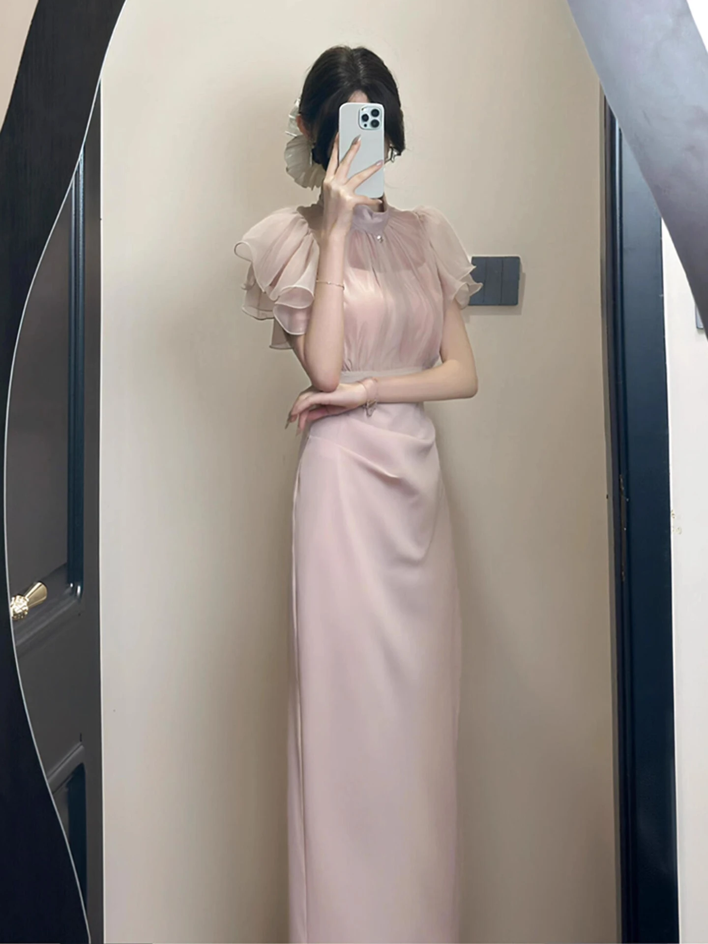 

Розовый комплект Ele для важных случаев с высокой талией, роскошное женское облегающее платье Dr High Quali ort Sve