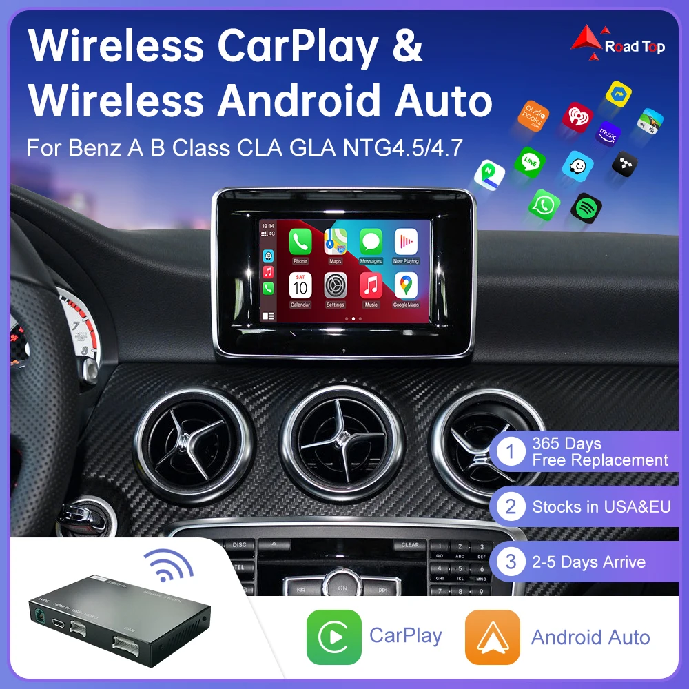 Wireless CarPlay for Mercedes Benz A Class W176 B W246 CLA GLA C CLass W204 with Android Auto Mirror Link Airplay USB Player