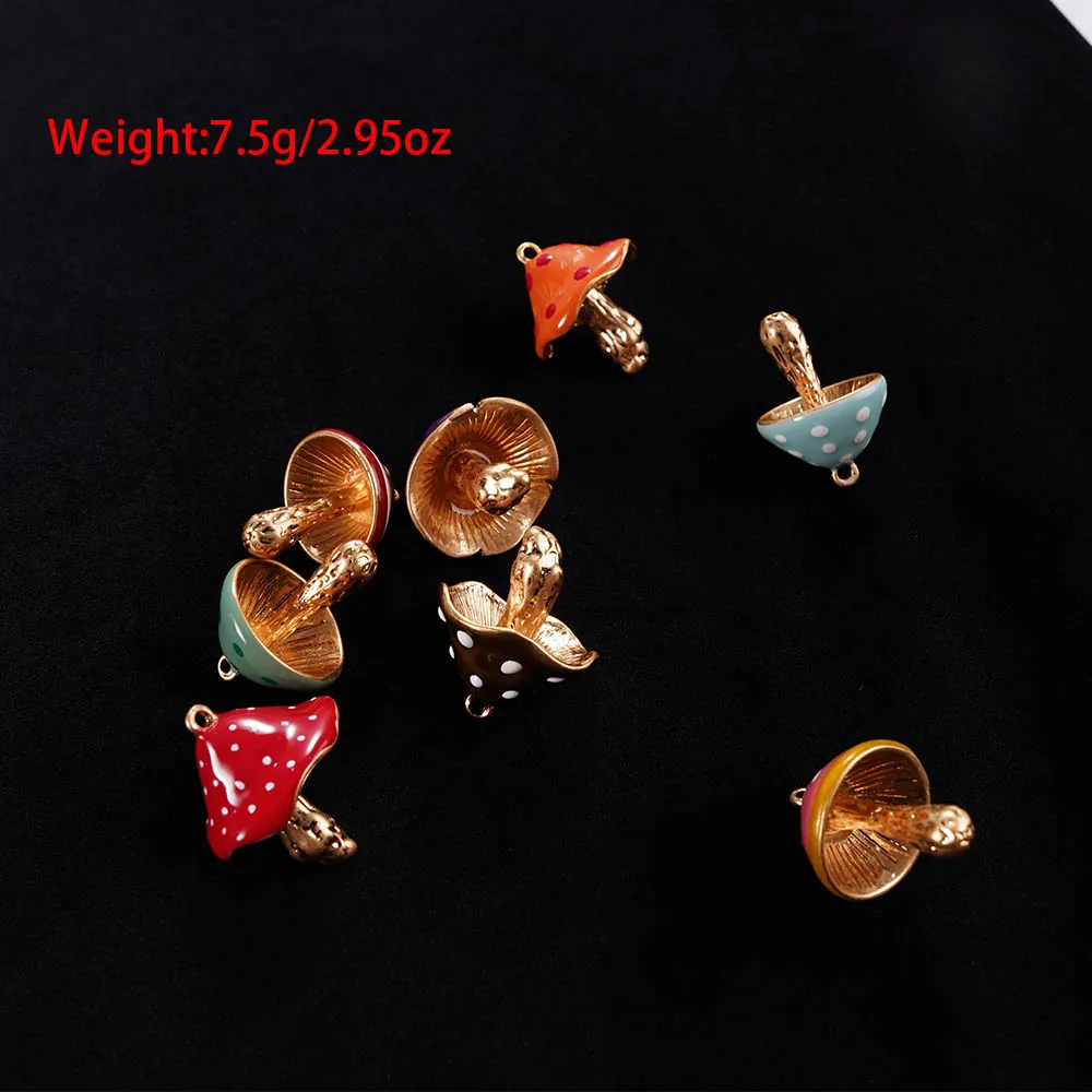 8 pieces DIY Mushroom Epoxy Charms Pendant Metal Stainless Steel Jewelry Making Accessories