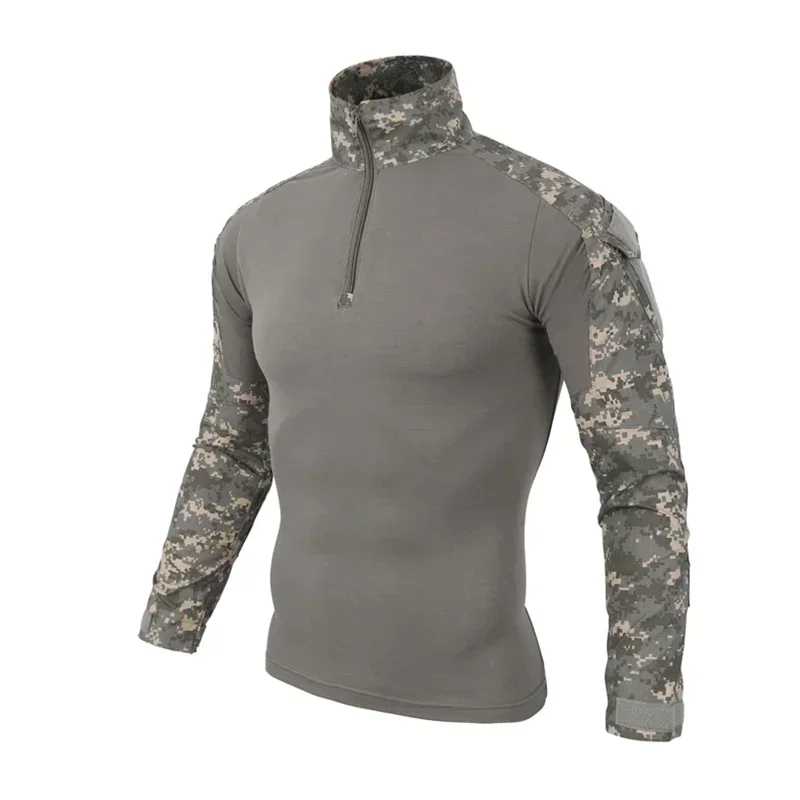 Men\'s Outdoor Tactical Hiking T-Shirts,Hunting Camouflage Long Sleeve Hunting Climbing Shirt,Male Breathable Sport Clothes