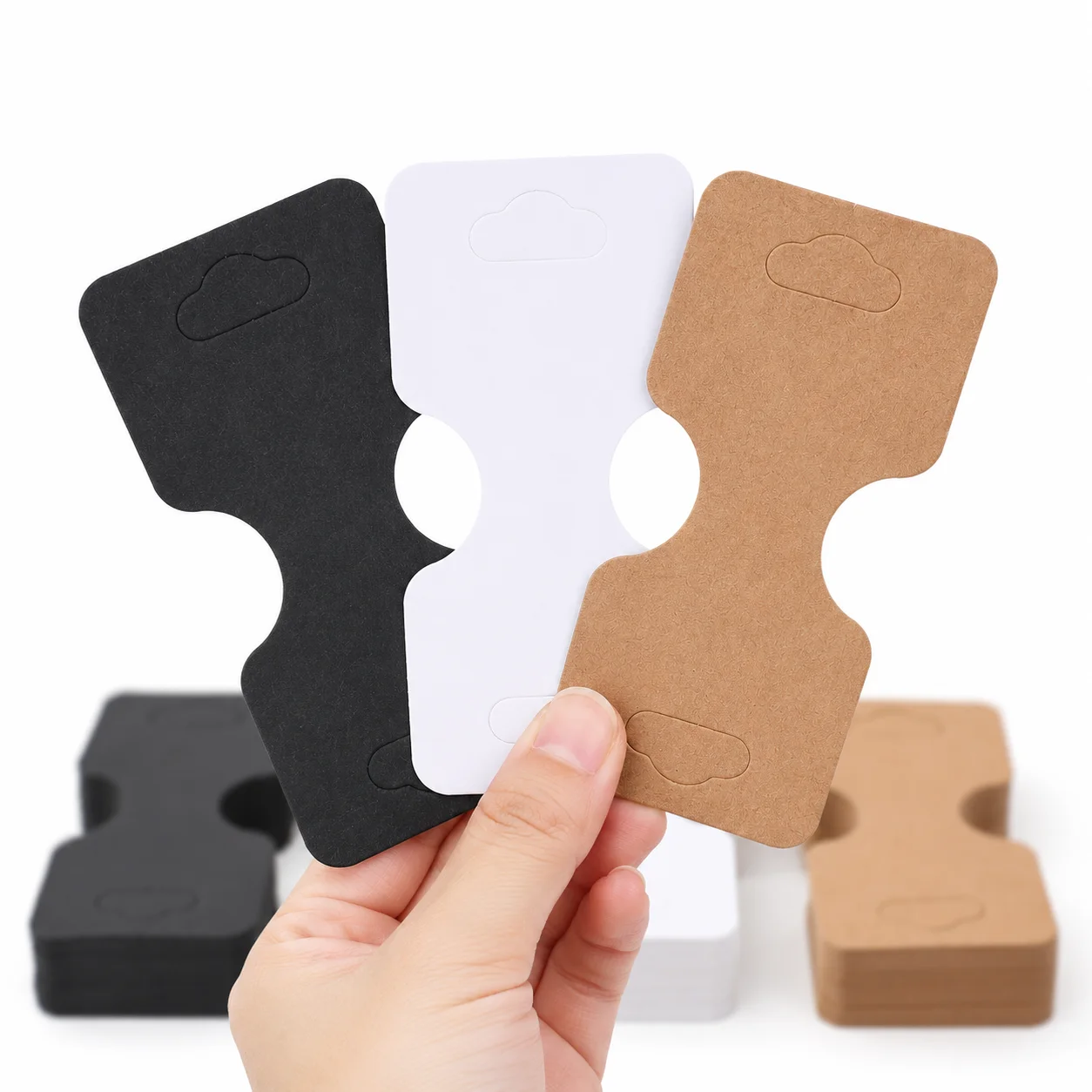 150 Stück 3-farbige faltbare Kraftpapier-Armband- und Halsketten-Displaykarten, Schmuckverpackungskarten für Kleinunternehmen und DIY-Bastelarbeiten – Detail 2
