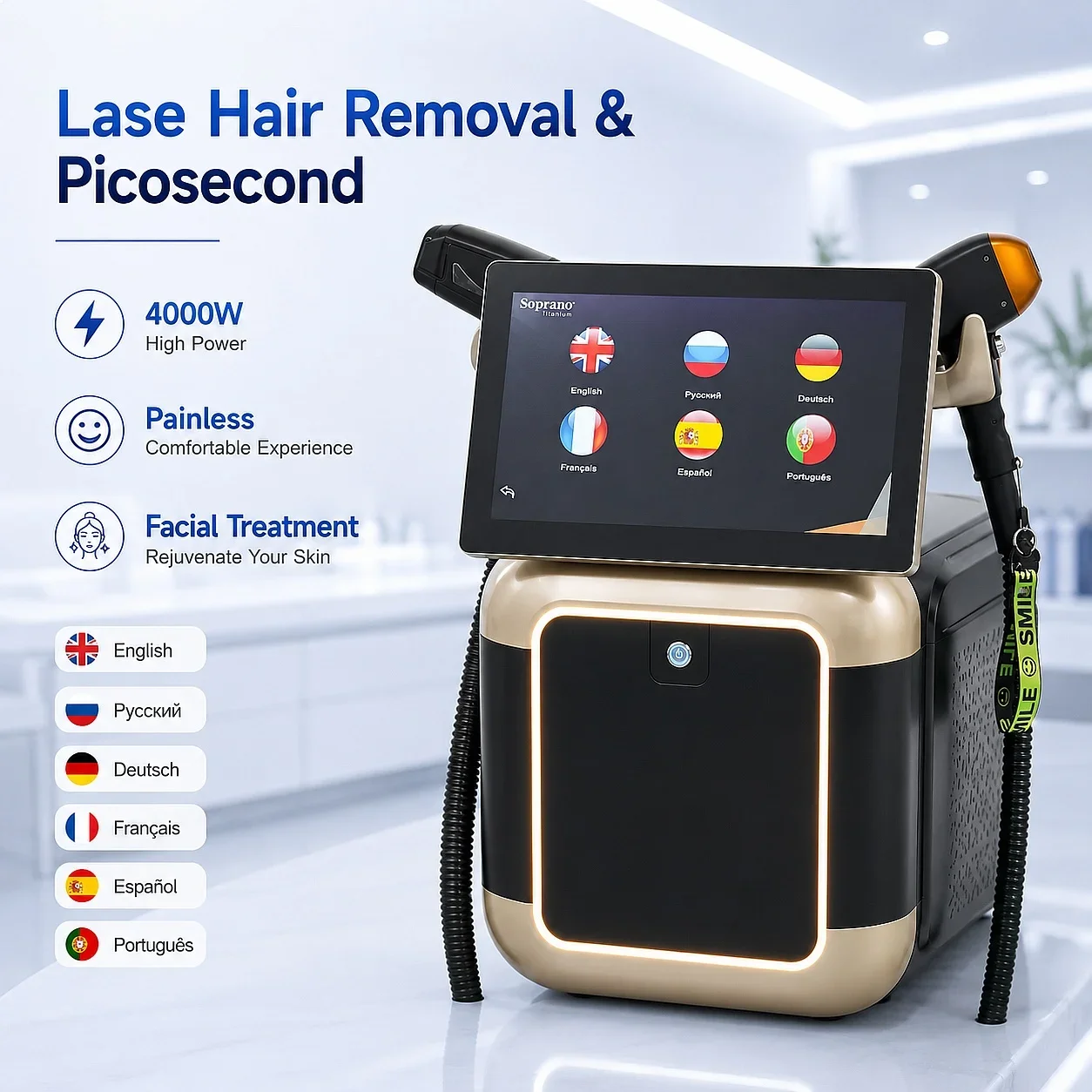 2-In-1 Diode Laser Pico 808 Carbon Peeling RF Nd Yag Hair Removal Tattoo Removal Machine for Woman Beauty