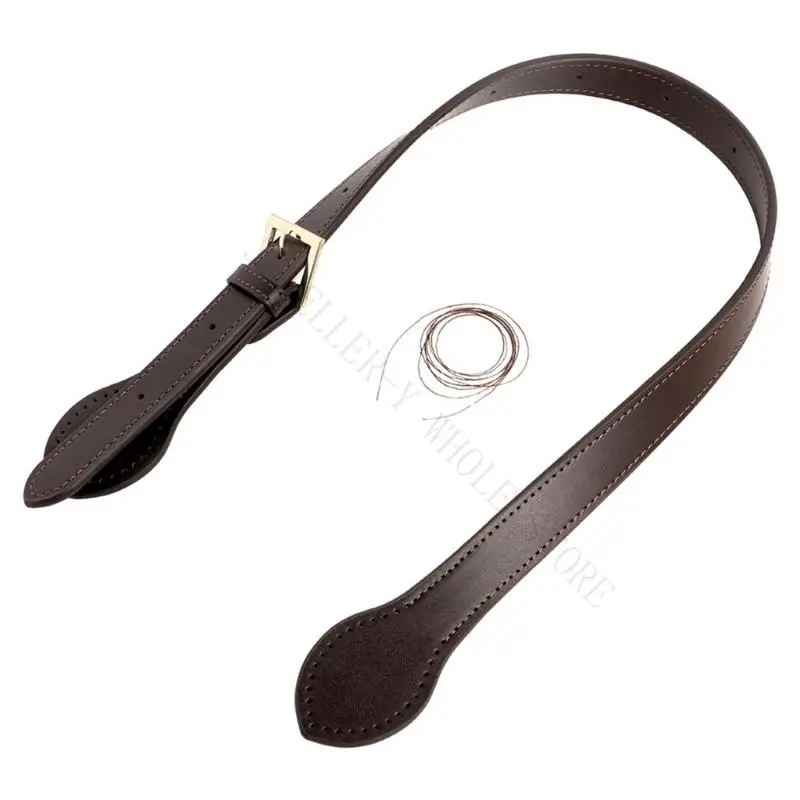 R7UF Straw Bag Handle Replacement in Leather with Adjustable Positions and Perforated Panels for Updating Existing Bags