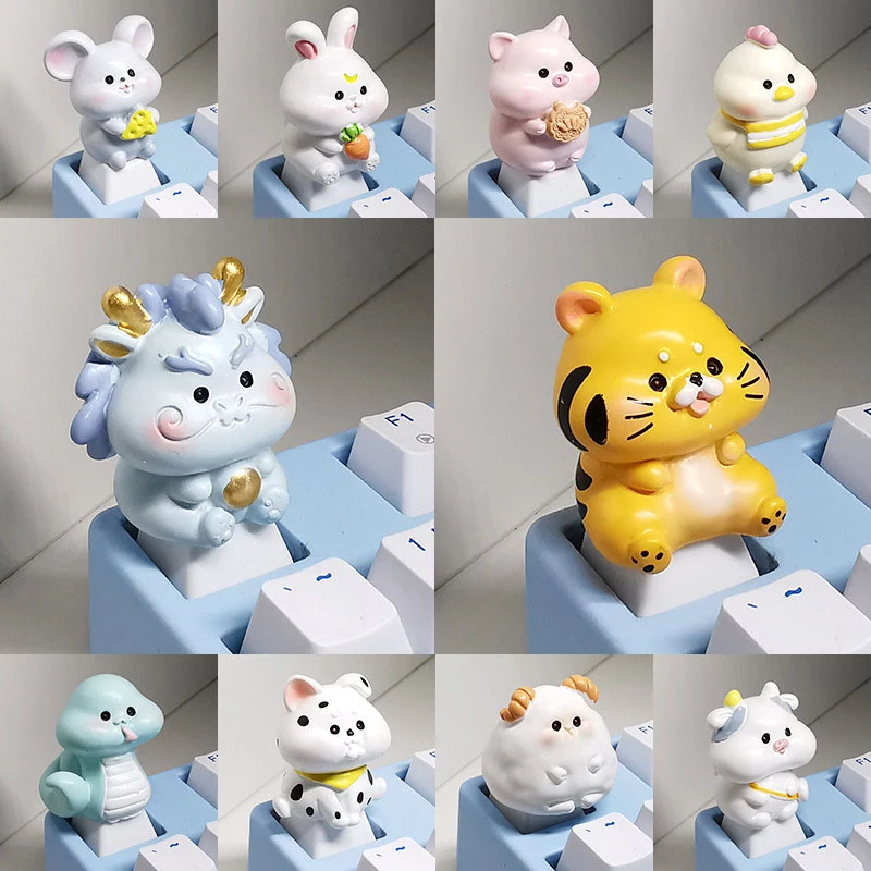 Keycap 12 Zodiac Cute Animals Cross Axis Keyboard Special OEM R4 ESC Cartoon Decoration Key Cover