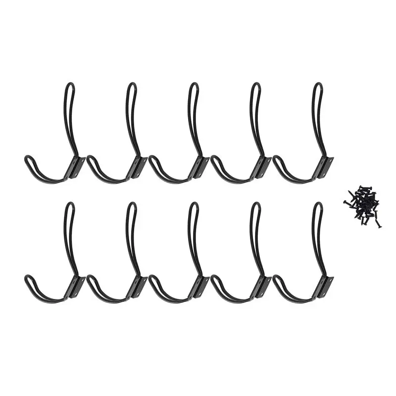 

A74E-20PCS Rustic Metal Coat Hooks Wall Mounted Hooks Double Vintage Hooks For Hanging Decorative Farmhouse Entryway Hooks