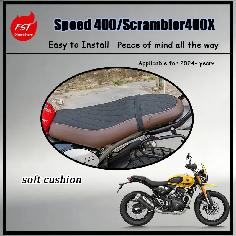 For Speed 400 Scrambler 400X 2024+ Soft Seat Assembly Integrated Design Lightweight Motorcycle Seat No Extra Accessories