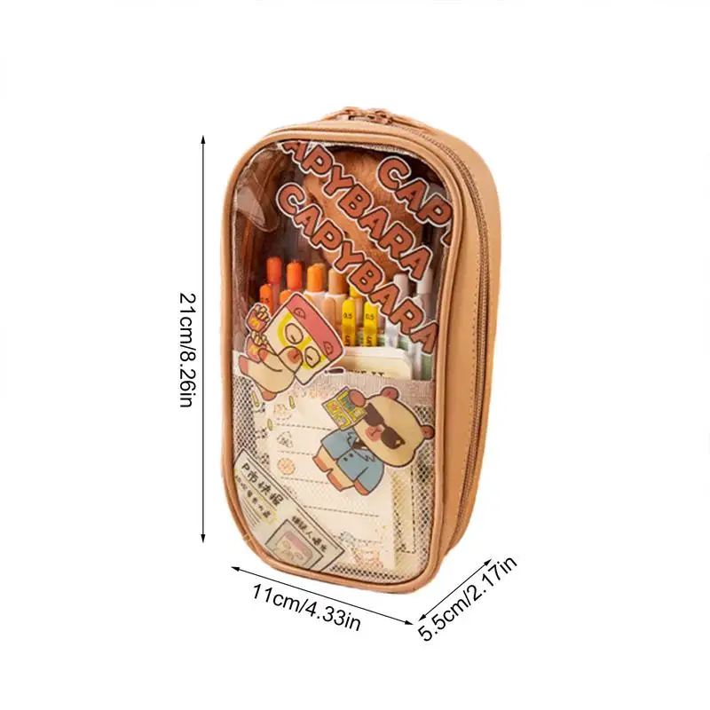 مقلمة كابيبارا مقلمة كرتونية لطيفة منظم مكتب منظم حقيبة القلم حقيبة أقلام رصاص جمالية حقيبة ماركر لأقلام الرصاص و