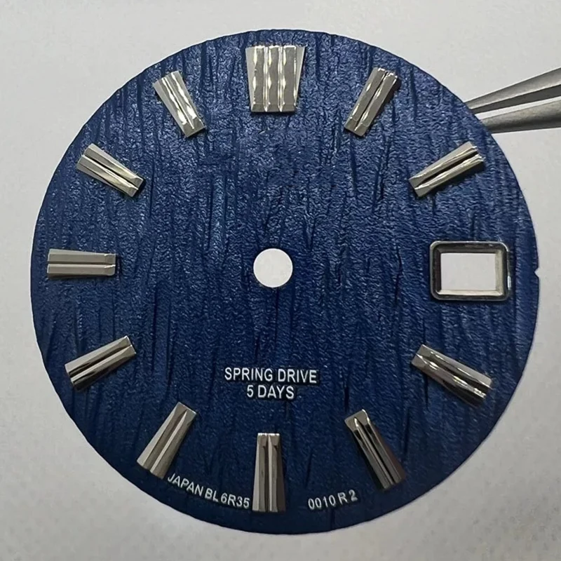 28.5Mm NH35 Dial GS Logo Dial Pola Gelombang Cocok untuk NH35/NH36 Gerakan Otomatis Garis Vertikal Aksesori Jam Tangan