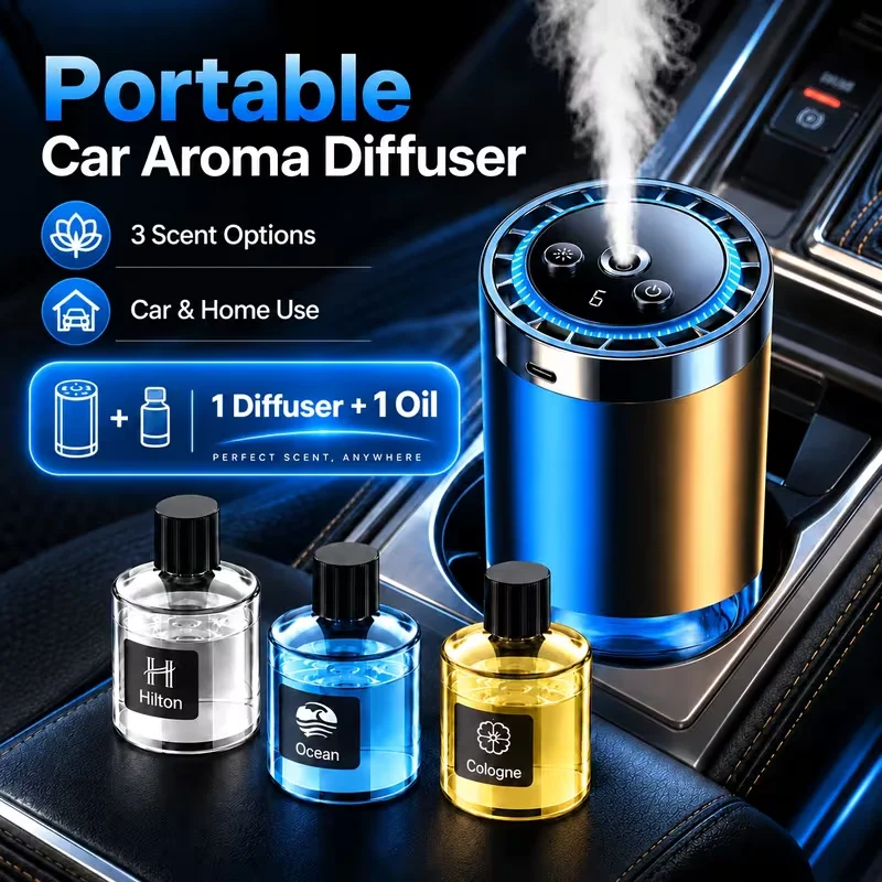 Car Diffuser Humidifier Portable Aromatherapy Air Freshener Car Humidifier with 5 Mist Modes for Home Office Bedroom Travel