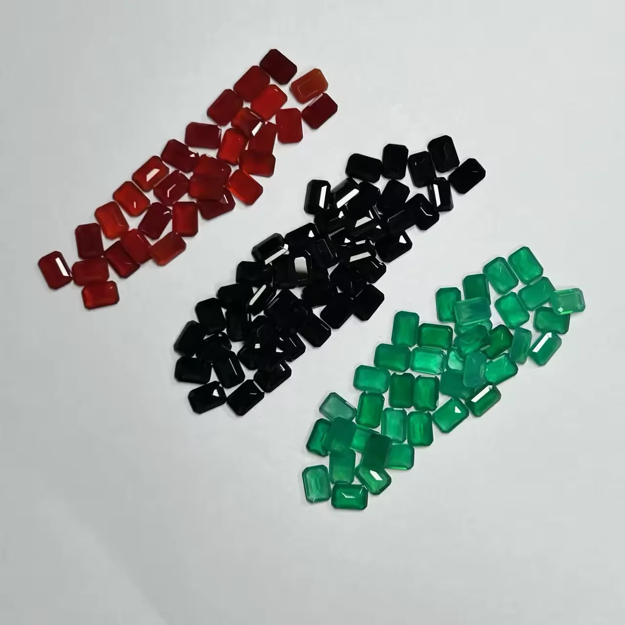 

Emerald Cut 5x7mm Black Onyx Natural Black Agate Green Agate Red Agate Chalcedony Small Stones