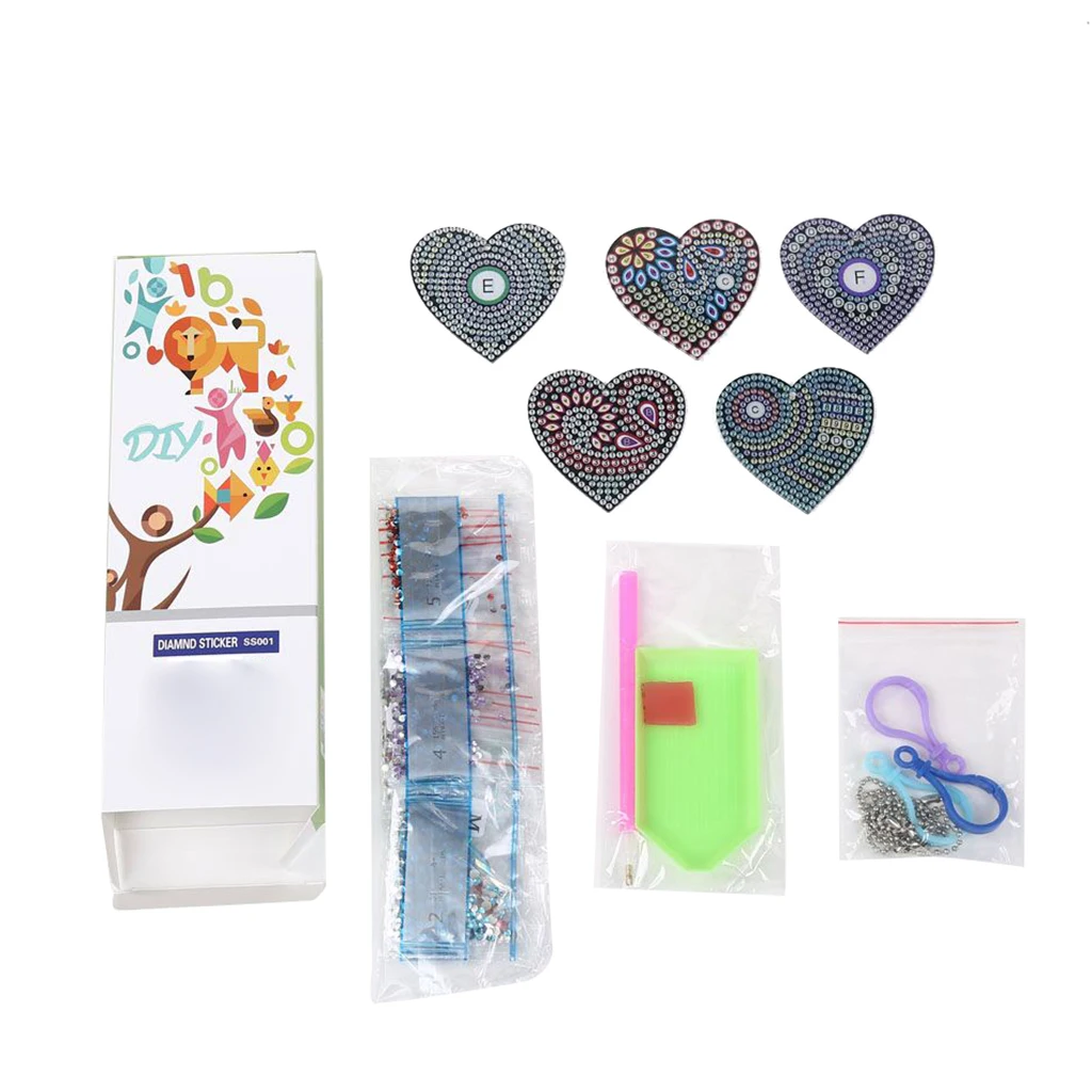 5-Piece Diamond Painted Kit, Keychain, Mandala Pattern, Acrylic Material, Can Be Used as a School Bag Pendant, Holiday Gift view 5