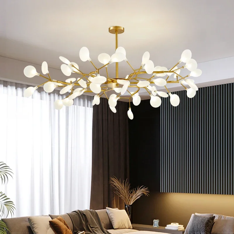 Imagem -03 - Modern Firefly Led Teto Lâmpada Pingente Iluminação Interior Lustre Minimalista Preto Dourado Sala de Estar Quarto Salão Decoração de Casa