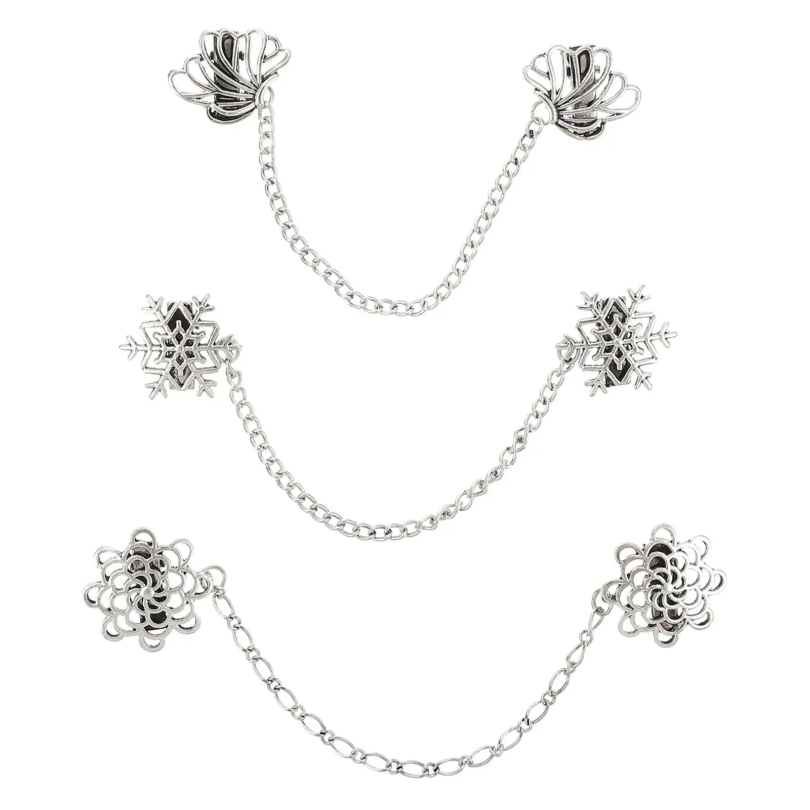 

3Pcs Suit Retro Shirt Shirt Collar Pin Collar Pin Decorative Vintage Corsage Suit Chain Brooch Metal Accessories