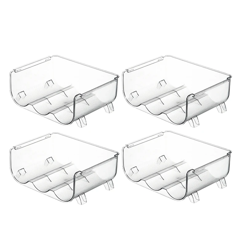 4 Pack Transparent Color Water Bottle Organizer Storage Holder For Kitchen Organization, Fridge, Pantry, Cabinet, Cup Rack Shelf