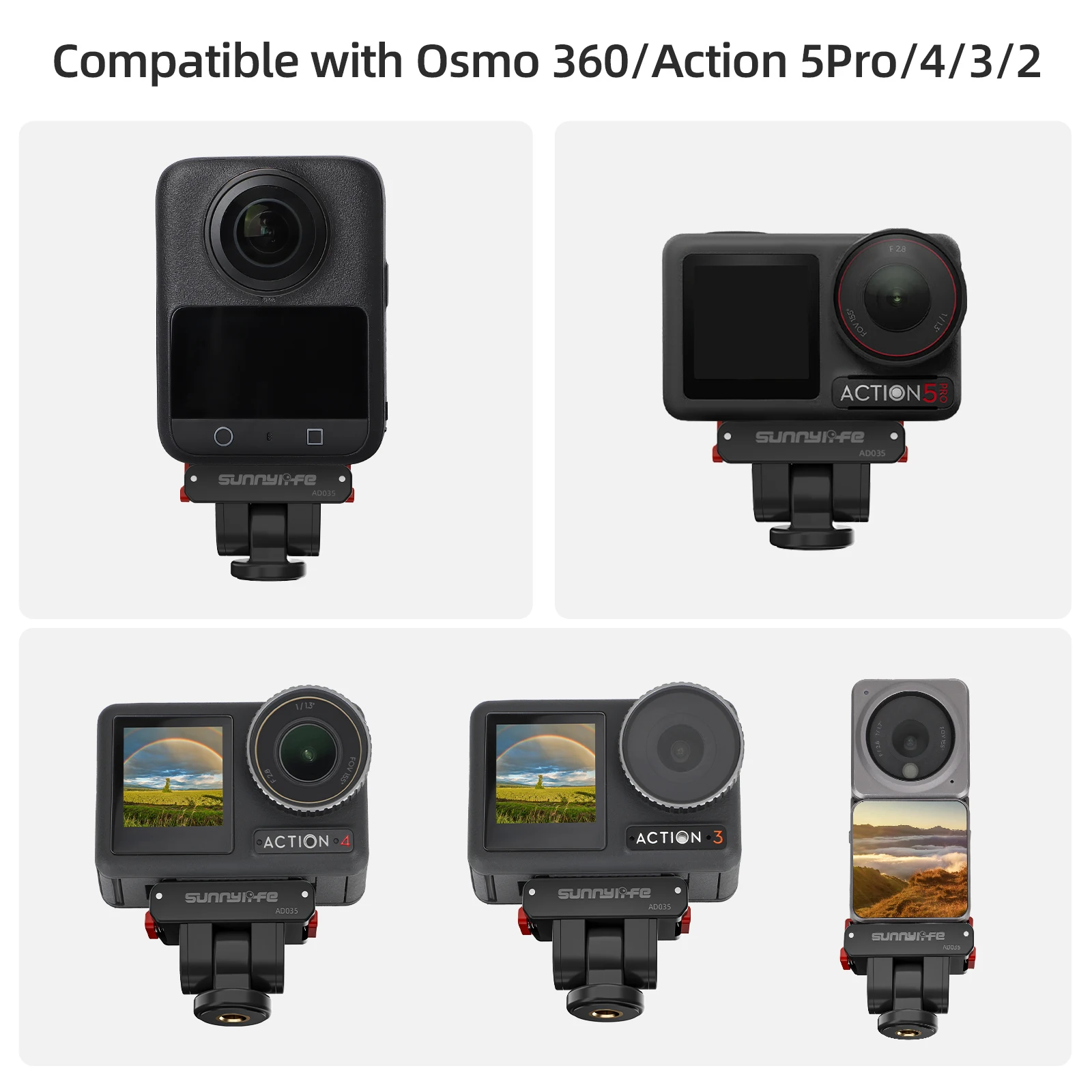 محول مغناطيسي لـ DJI Action 5 Pro/Osmo Nano/360 حامل سريع التحرير قابل للطي مع توسيع برغي 1/4 لـ DJI Action 4 3 2