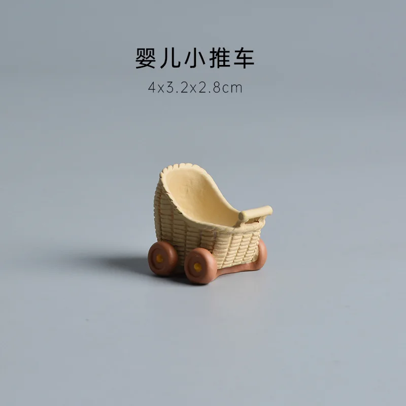 Cute Cat Wedding Zakka Figurine Bride Baby Stroller Resin Model Miniatures Model Cake Ornaments Decor Crafts Desktop Accessories