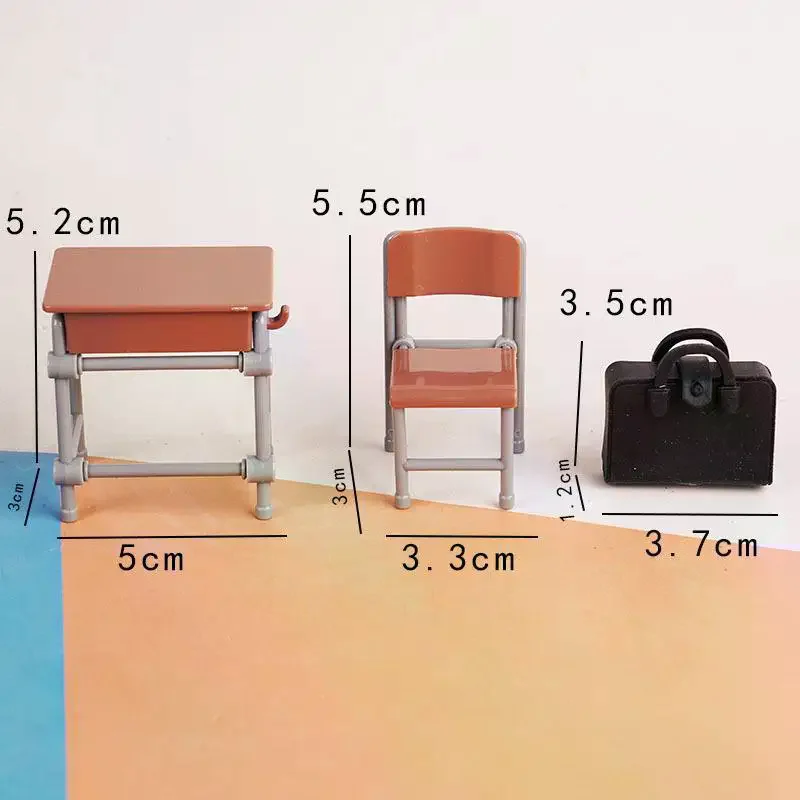 1Set Mini Schule Schreibtisch Tafel Stuhl Schulranzen Modell Für Puppe Haus Schule Möbel Dekor Puppenhaus Klassenzimmer Zubehör