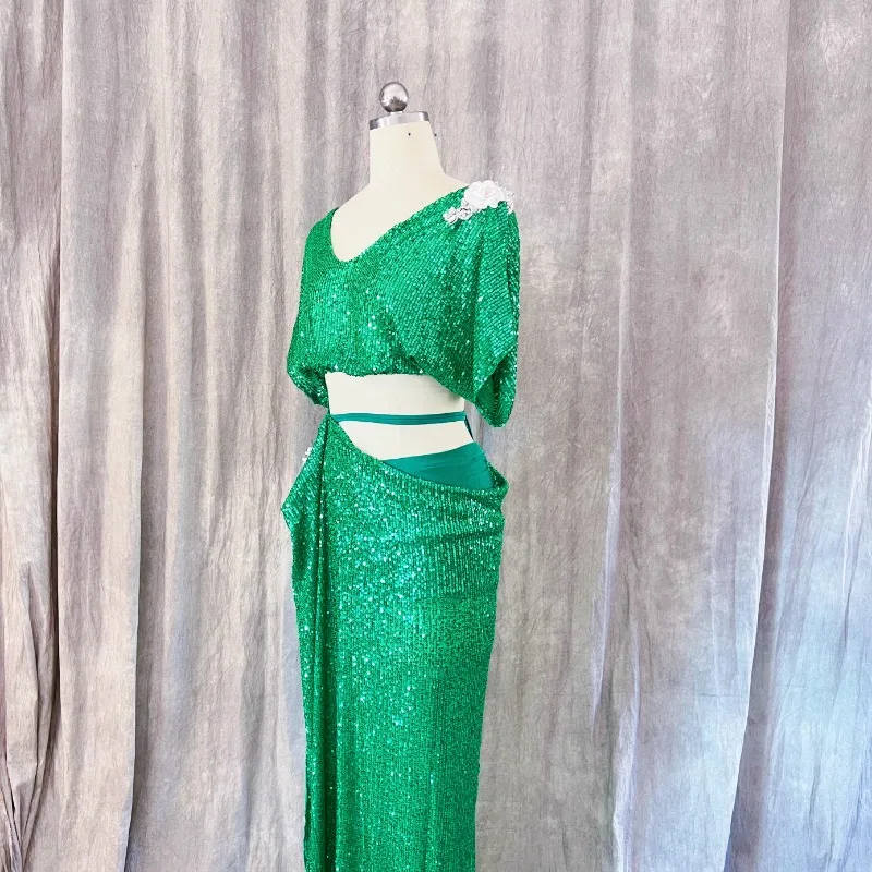 Customized Belly Dance Costumes Eastern Dancewear Practice Costume Performance Costume Group Clothes Sequin Set