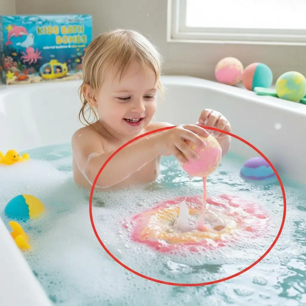 Fun Kids Bath Gift Box 6 Count Fizzy Bubble Bath Bombs For Exciting Relaxing Bathing Time Bright Colorful Dissolving Effect