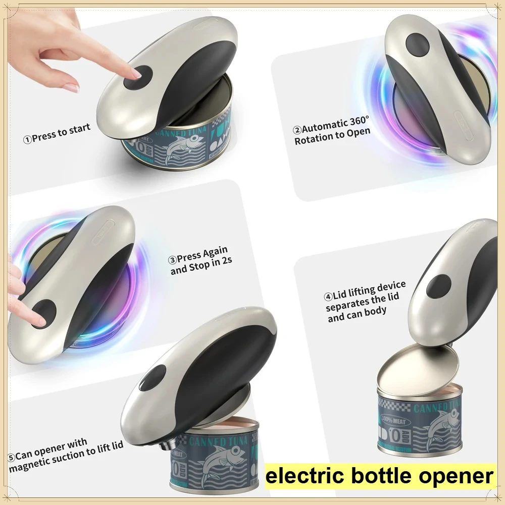 

Electric Can Opener,One Touch Hands-Free Safe Can Opener, Rechargeable Food Grade Stainless Steel Kitchen Tool，Mother's Day gift