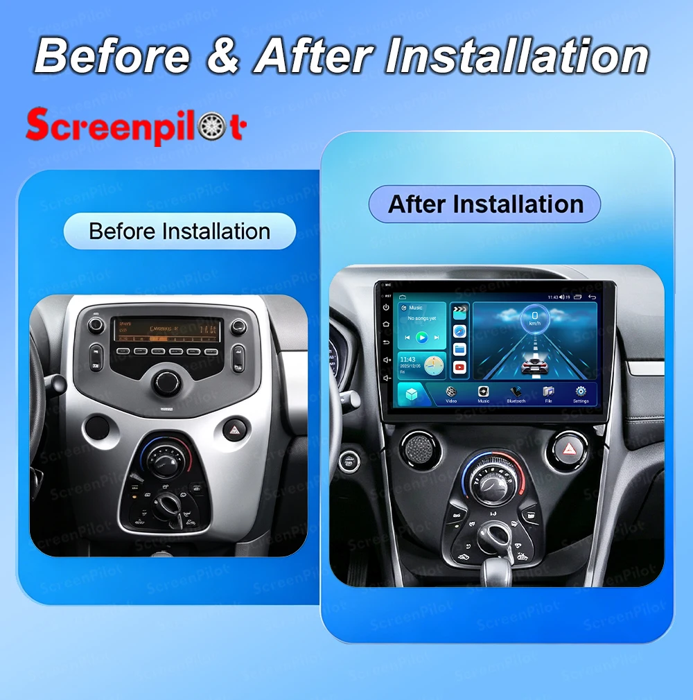 7/10 Inch Android 16 For Toyota Aygo B40 2014-2021 For Peugeot 108 For Citroen C1 2016-2020 Car Radio Stereo Head Unit 2K QLED