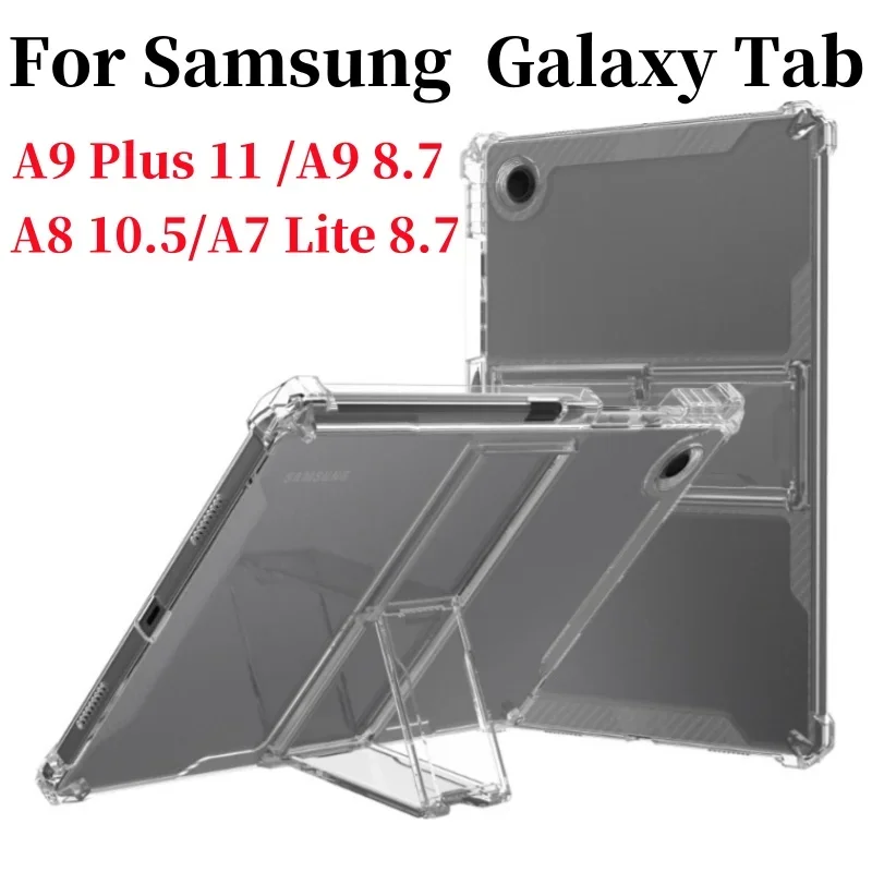 Fashion Transparent TPU Bracket Tablet Case for Samsung Galaxy Tab A9 Plus 2023 Tab A9 8.7 X110 A8 10.5 X200 A7 8.7 T220 Cover