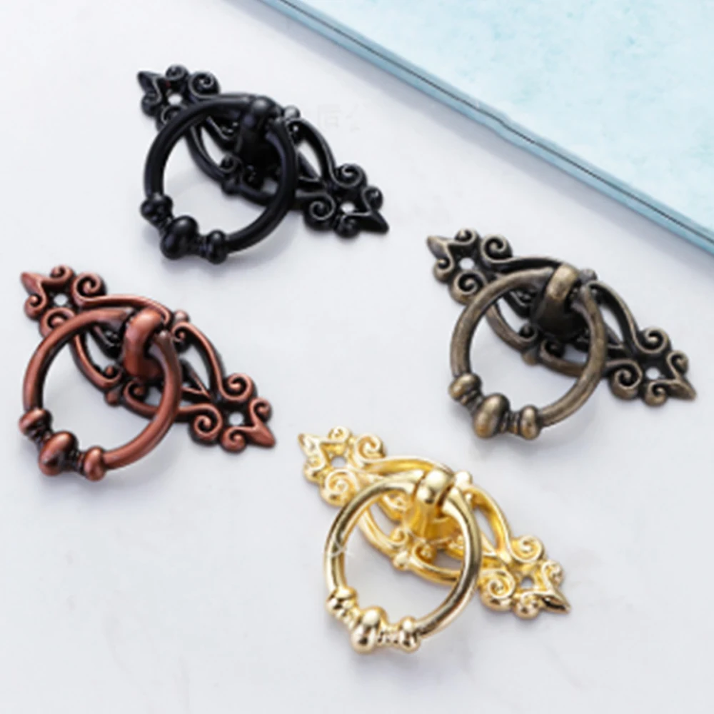 Cabinet Retro Handle Door Antique Alloy Handle Drawer Pull Ring Wood Case Handle Hanging Ring For Home Furniture DIY Decoraction