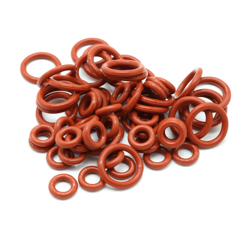 10pcs VMQ O Ring Seal Gasket Thickness CS 2mm OD 8 ~ 65mm Silicone Rubber Insulated Waterproof Washer Round Shape Nontoxi Red