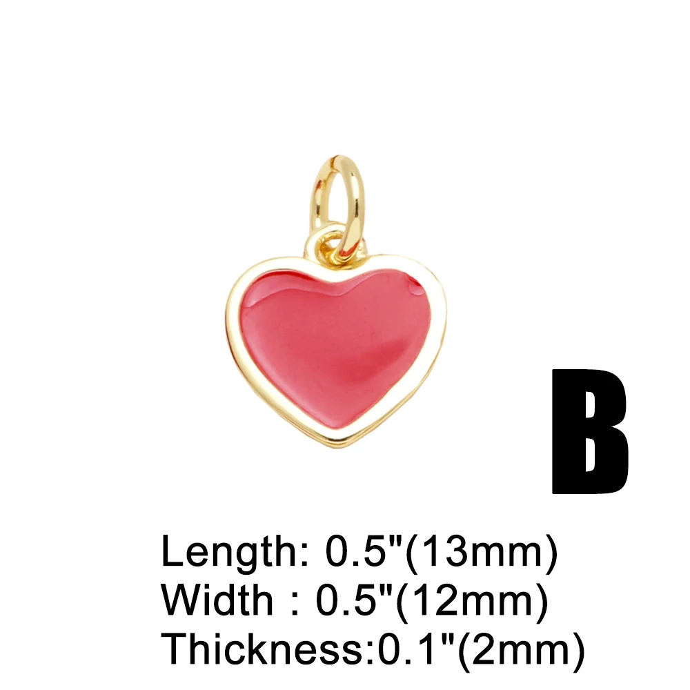 OCESRIO  Small Red Enamel Heart Charms for Bracelet Copper Gold Plated Fishstar Star Mouth Jewelry Making Accessories chma326