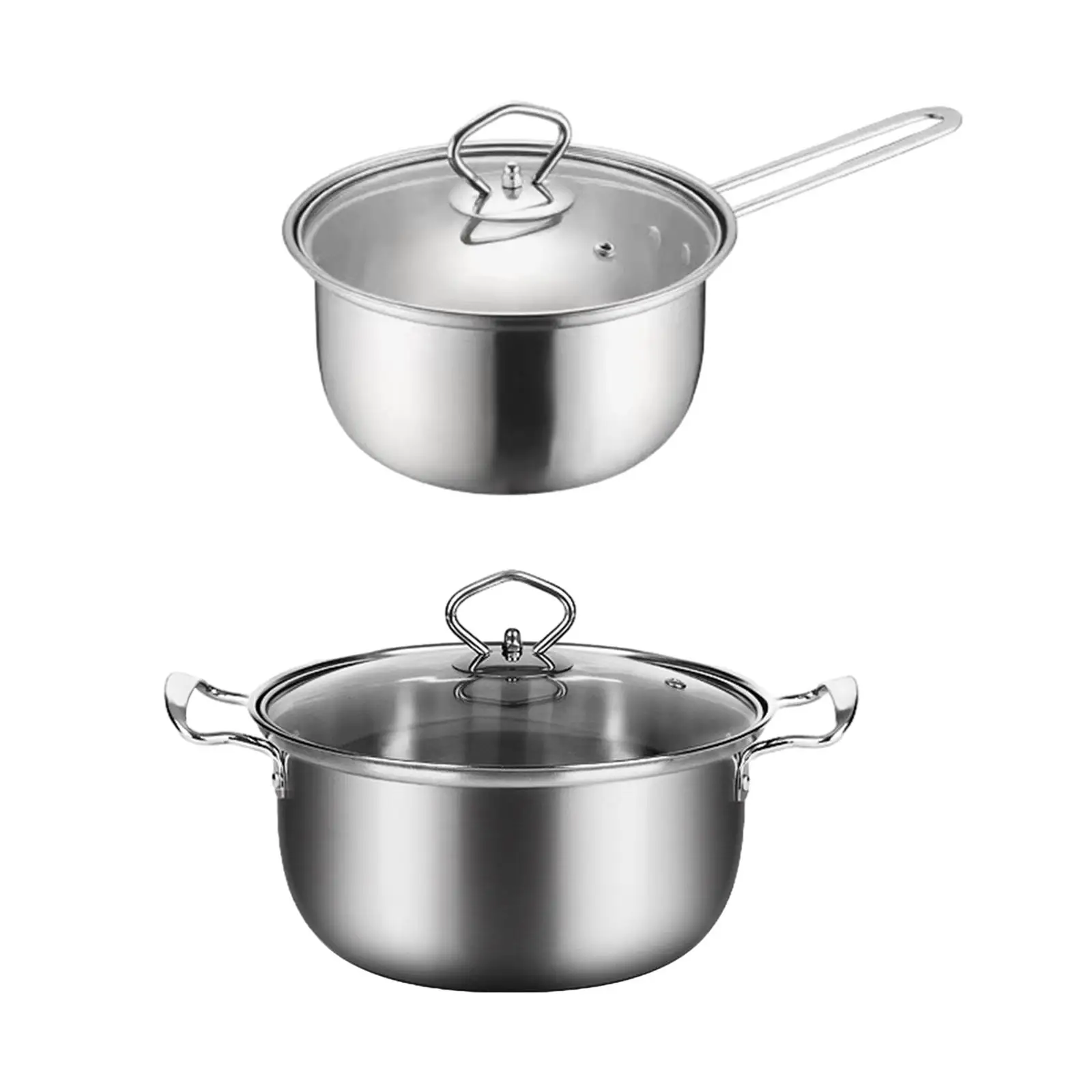 Milk Pot Soup Pot Saucepan with Lid 18cm 22cm Cooking Pot Kitchen Pot for Restaurant Kitchen Countertop Gravies Pasta Noodles