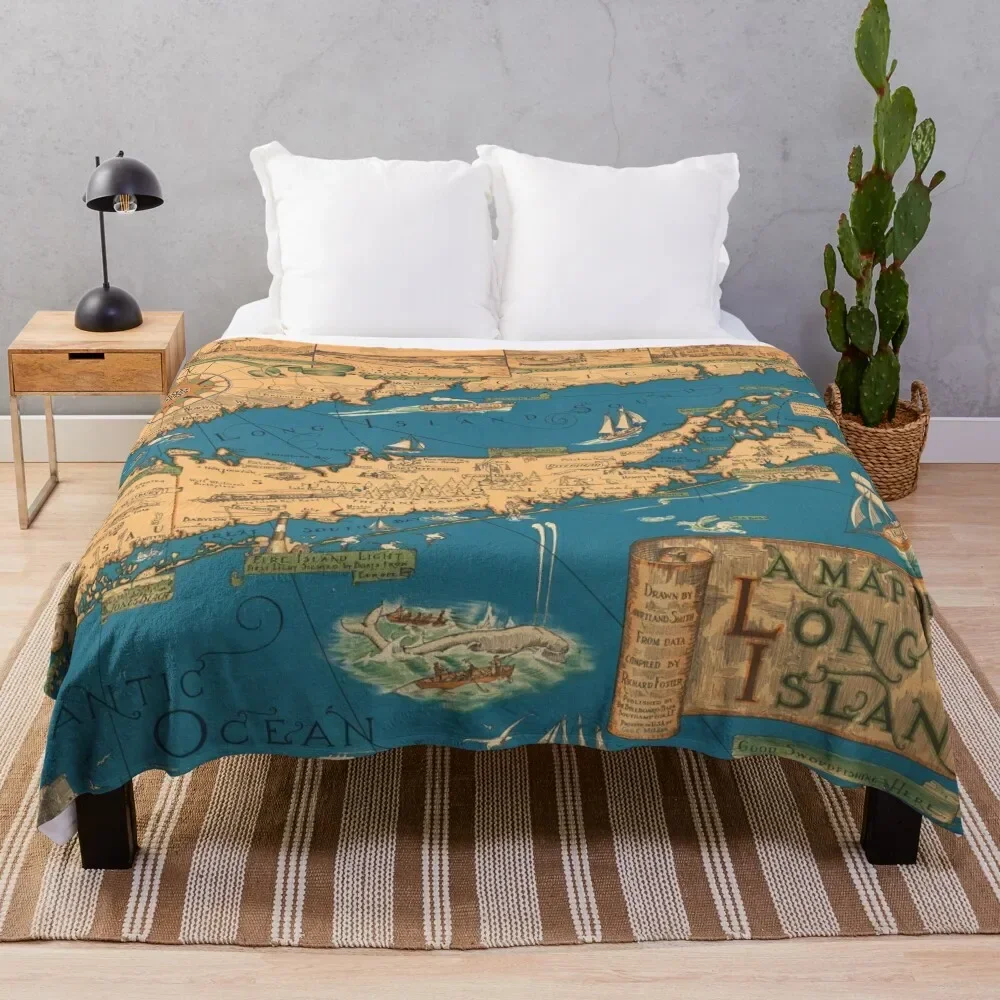 

1953 Long Island map - special gift idea Throw Blanket Luxury Throw Tourist Furrys Flannels for babies Blankets