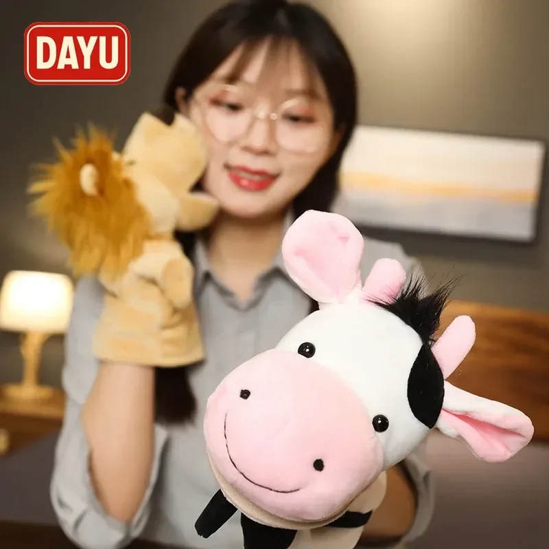 ของเล่นหุ่นมือสัตว์พร้อมปากที่เคลื่อนไหวได้ ตุ๊กตาผ้ากำมะหยี่นุ่มแบบโต้ตอบสำหรับเล่านิทาน การเล่นบทบาทสมมติเพื่อการศึกษาสำหรับเด็ก