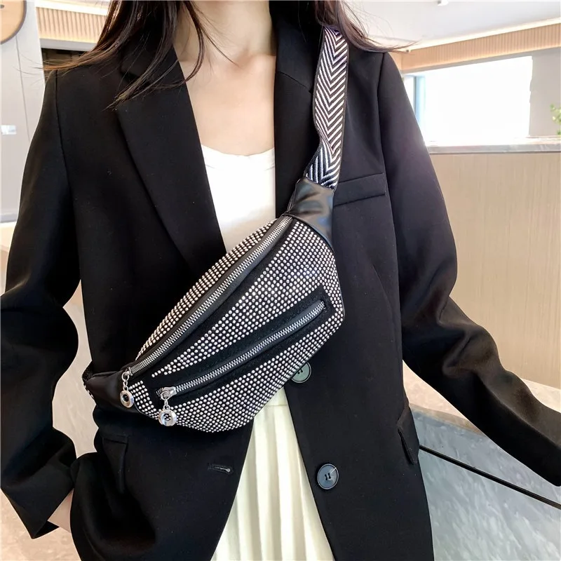 

Новое поступление лета 2025 года, дизайнерская роскошная сумка-тоут со стразами для женщин, стильная сумка через плечо с цепочкой, модная универсальная поясная сумка