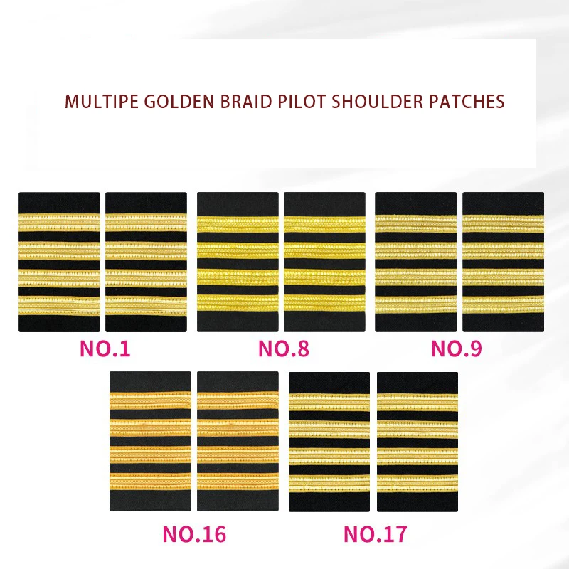 Golden Metallic Braid Shoulder Epaulettes for Aviation Marine Security Factory Staff Rank Marking