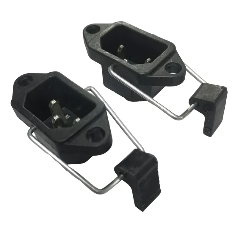 Black IEC C14 Panel Mount Power Socket With Spring Lock Buckle Power Receptacle Solder Terminal For Industrial Medical Equipment