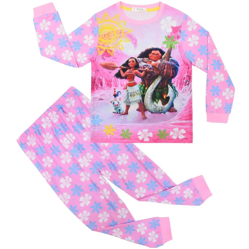 Sky03 ファッション新モアナガールパジャマ服幼児子供パジャマ子供パジャマトップスパンツホームウェア衣装セットホーム se55Ku%