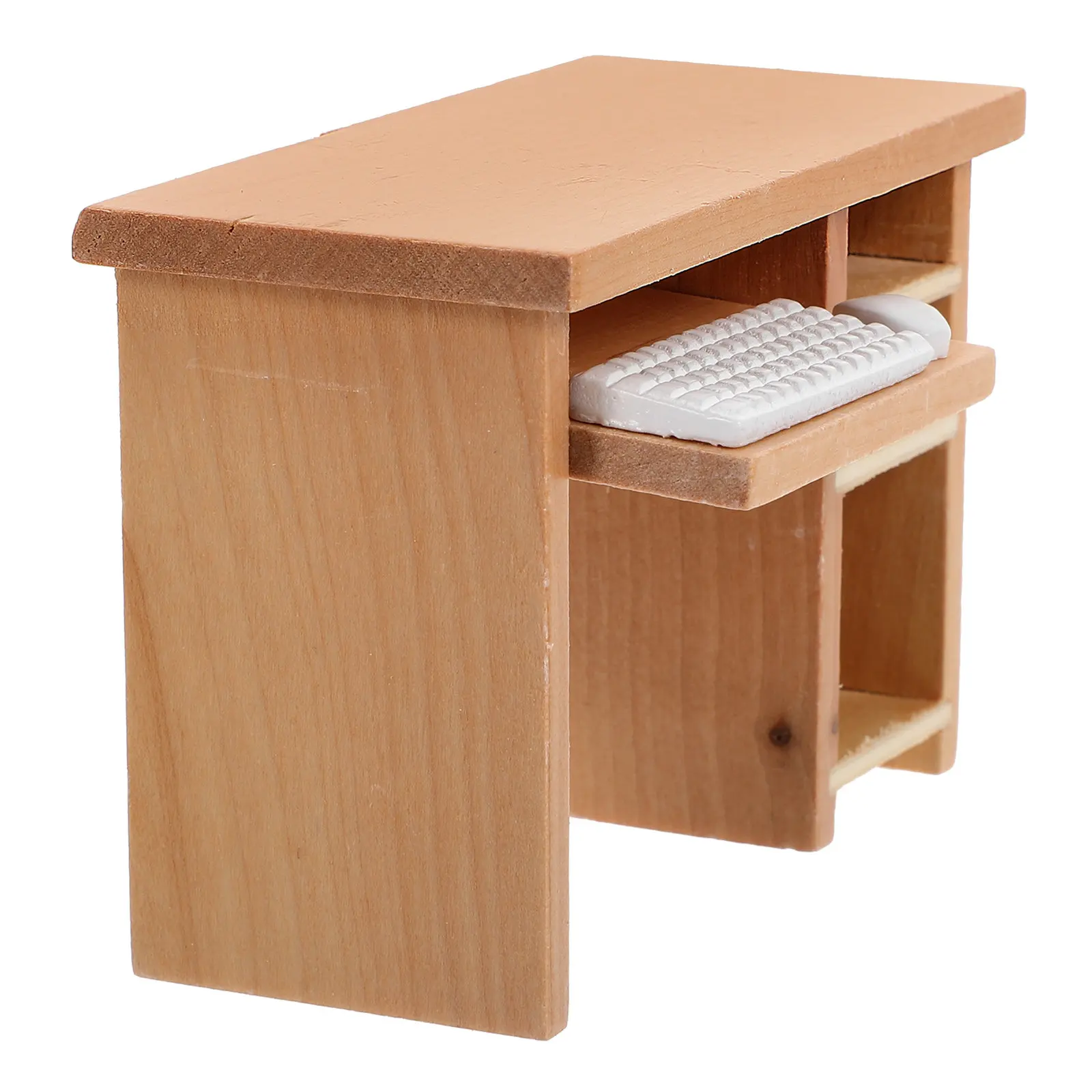 

1Set Miniature Office Table Computer Desk with Mouse Keyboard Realistic Mini House Furniture Accessories Dollhouse Decor