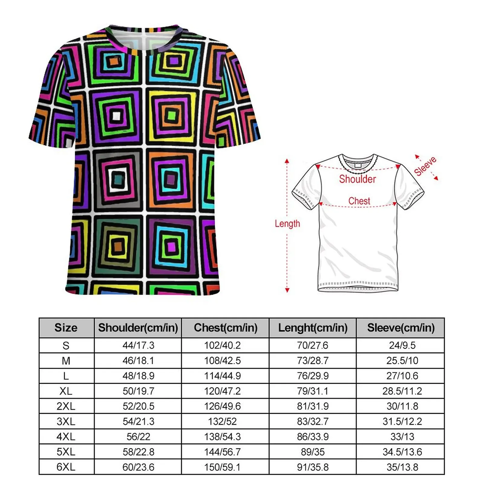 Beach Geometic Colorblock T Shirts Mid Century Street Wear T Shirt Women Short Sleeve Hip Hop Oversized Tee Shirt Graphic Tops