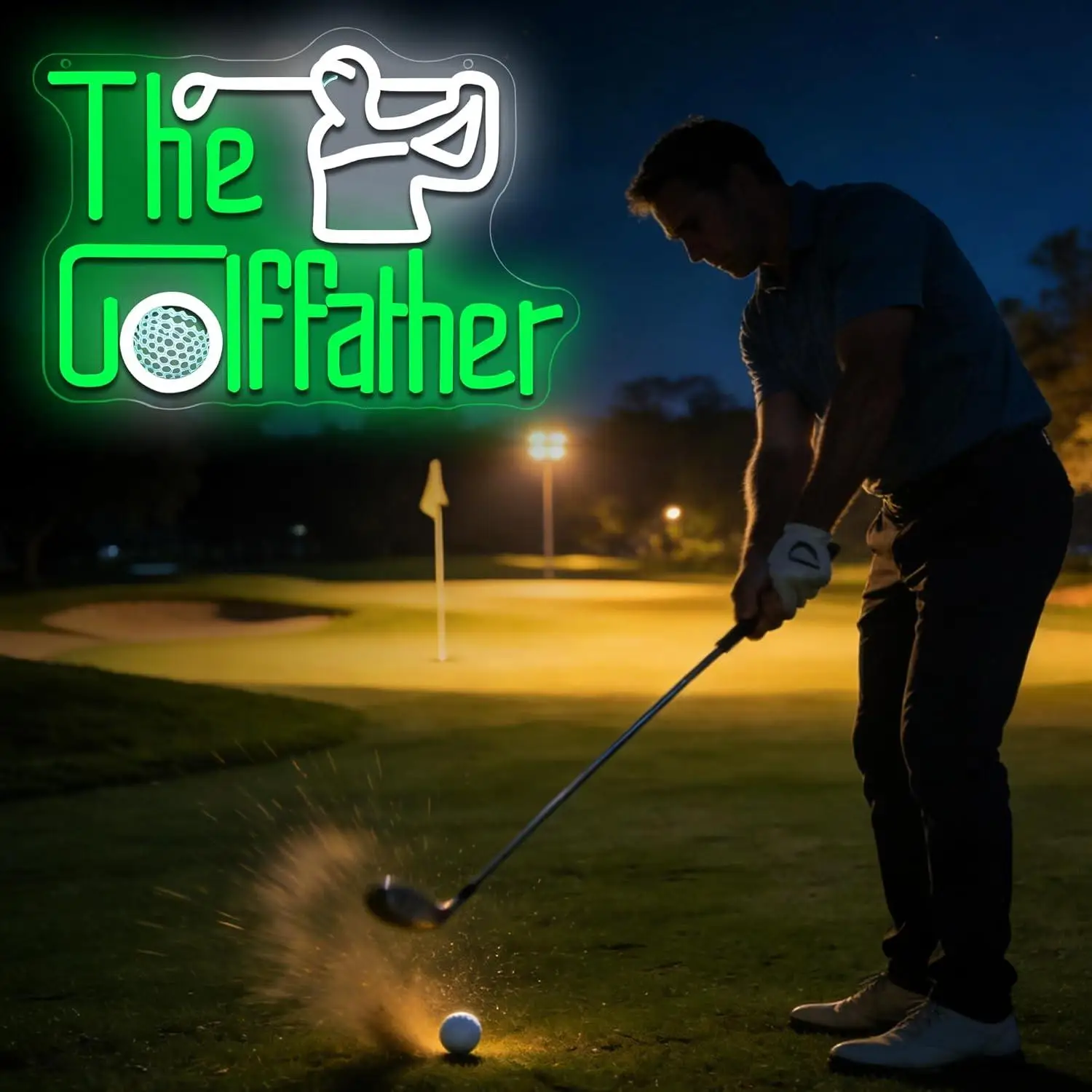 Golf Father Neon Sign USB Dimmable LED Neon Lights for Golf Course Indoor Golf Man Cave Bar Wall Decor Birthday Gift for Golfers - view 4
