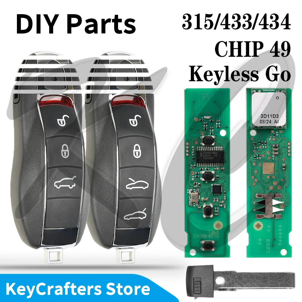 KC ID49 PCF7945P 315/433/434MHz Keyless Go Remote Car Key DIY Parts For Porsche Macan Panamera Cayenne 911 718